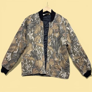 Vintage Mossy Oak Fall Foliage 90s Camo Jacket Broken Zipper Size Small image 1