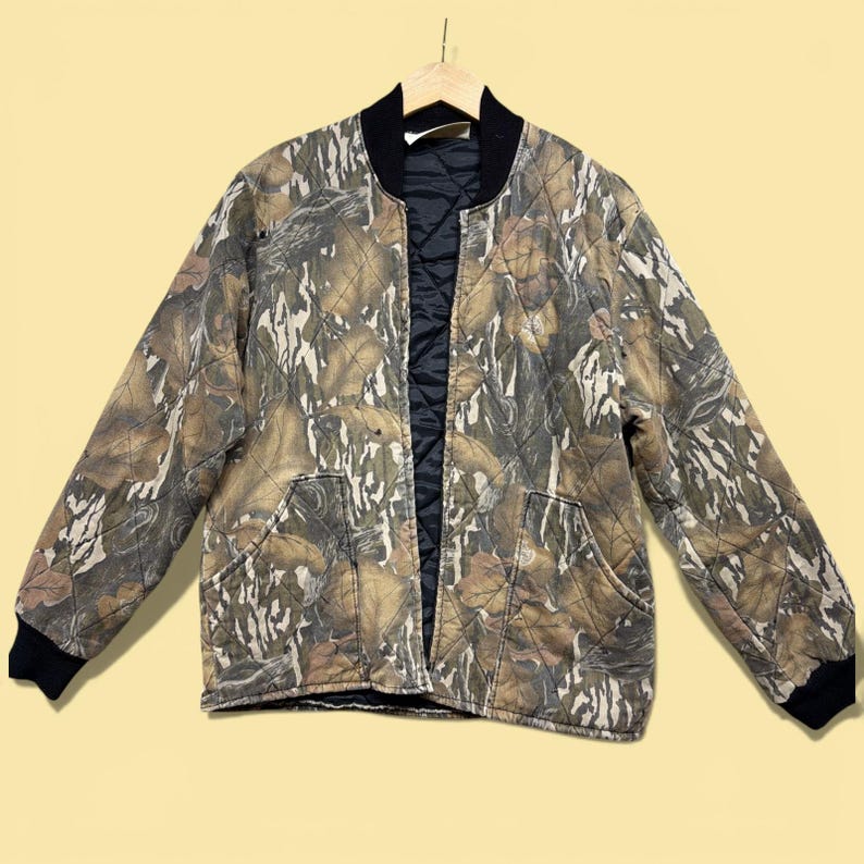 Vintage Mossy Oak Fall Foliage 90s Camo Jacket Broken Zipper Size Small image 1