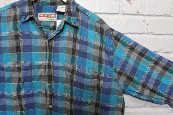 90s mcgregor classics plaid button down shirt siz… - image 2