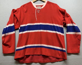 Vintage 70s Montreal Canadiens Style Blank Hockey Jersey Size Medium