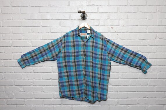 90s mcgregor classics plaid button down shirt siz… - image 1