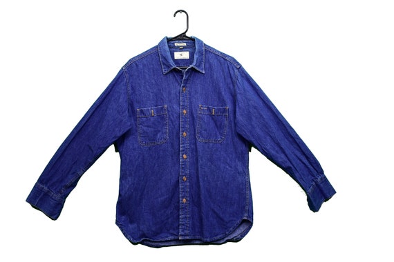 70s polo western denim shirt size large