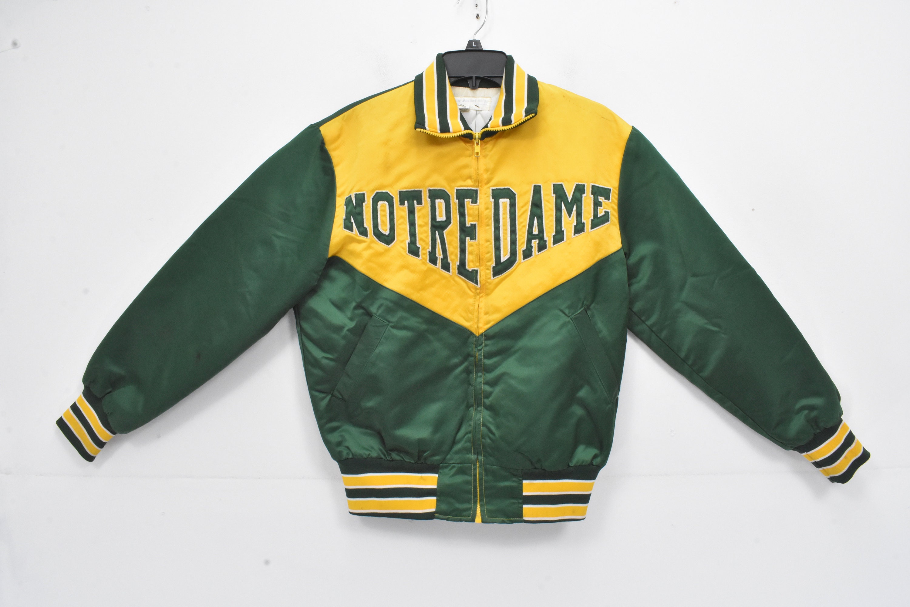 80s Notre Dame Unique Jacket Mfg Satin 