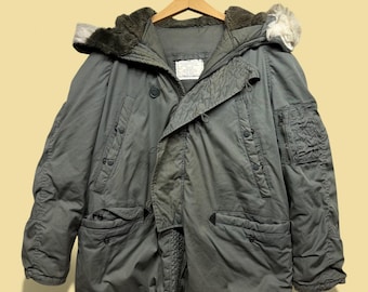 Vintage 80s N-3B US Military Parka Jacket Size Medium