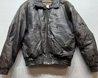Vintage 90s Weekends Leather Bomber Jacket Size Medium