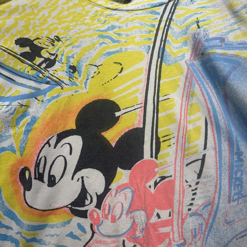 Vintage 90s Jerry Leigh Mickey Mouse All Over Print T Shirt Size Large image 2