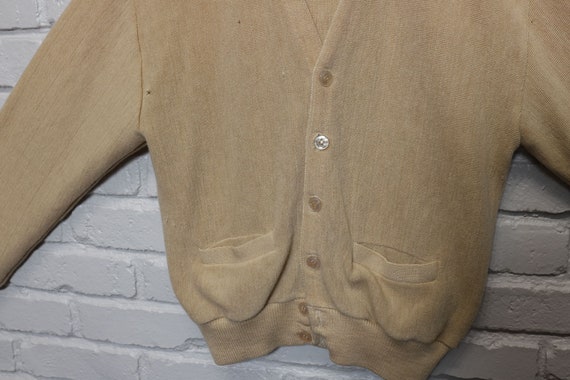 70s tan cardigan sweater size medium - image 3