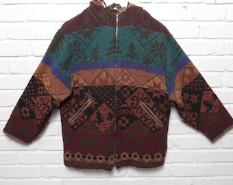 LL Bean Vintage Jacket Womens Small 90s Wool Blend Nordic