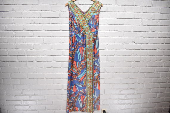 60s psychadelic hawaiian style maxi dress size 12 - image 1