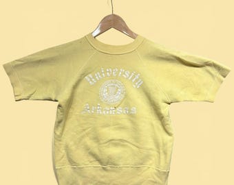 Vintage University of Arkansas 60s Artex Non Flocked Short Sleeve Sweatshirt Med