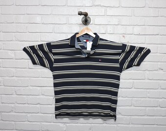 90s tommy hilfiger striped polo shirt size large