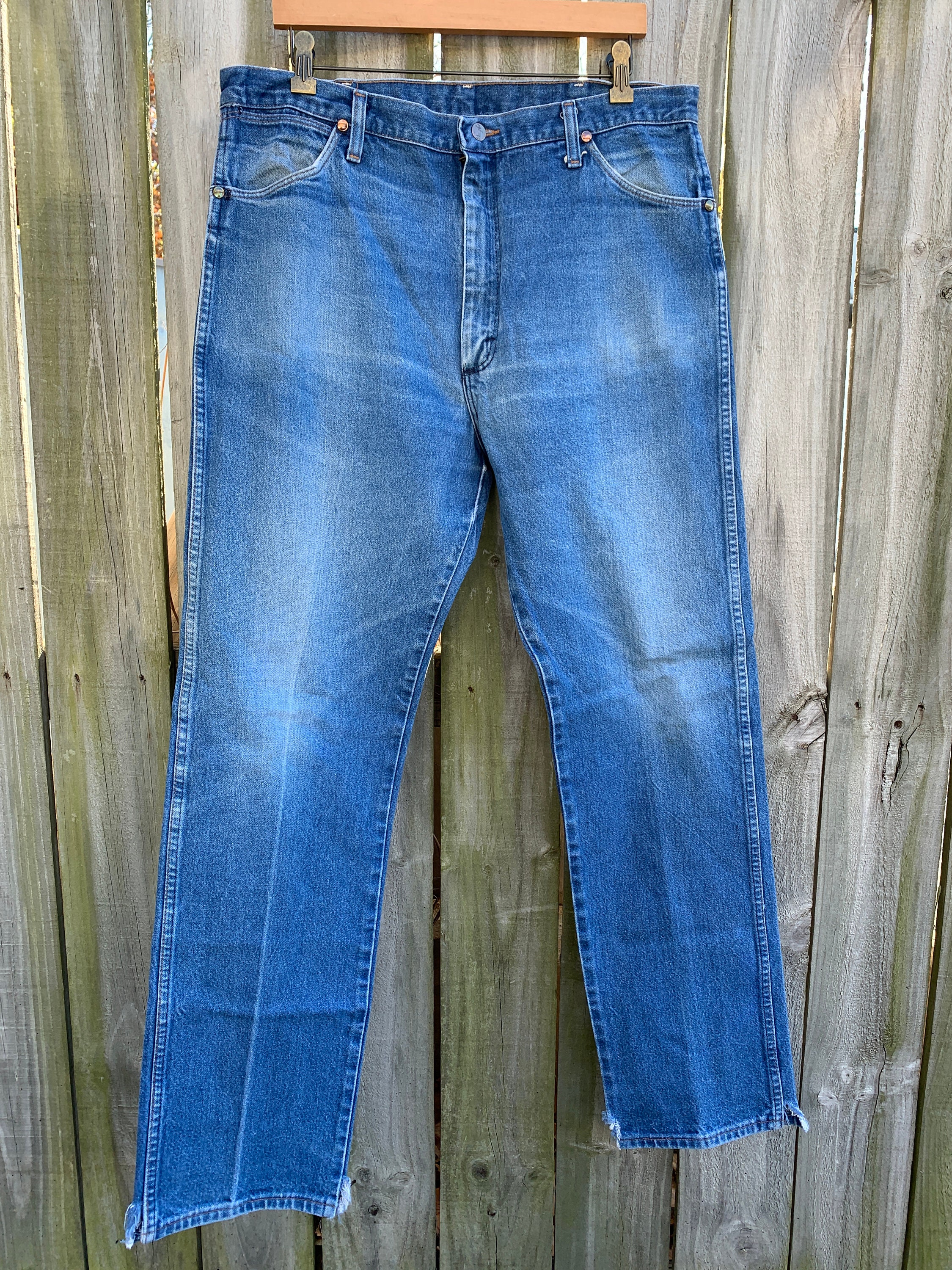 90s wrangler 13mwz medium wash denim jeans size 37 x 33