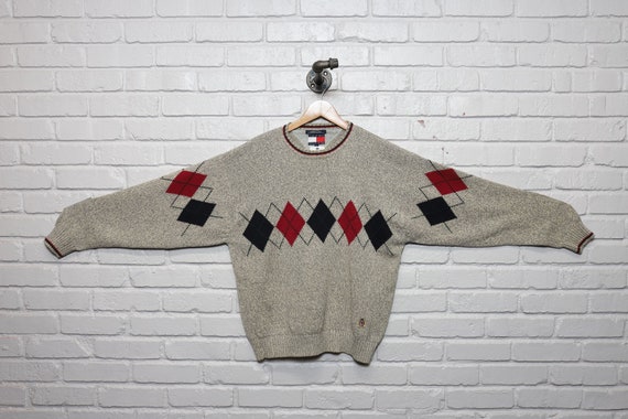 90s tommy hilfiger argyle sweater size xl - image 1