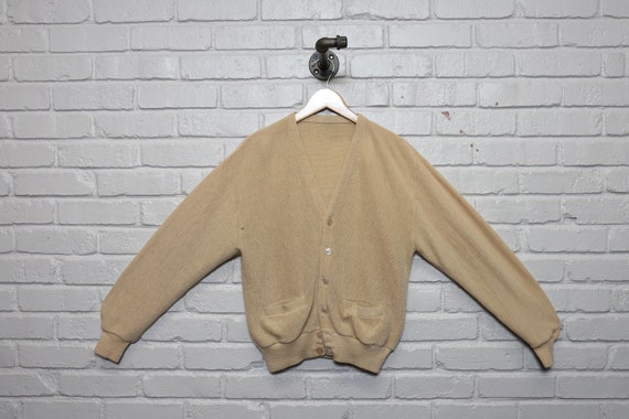 70s tan cardigan sweater size medium - image 1