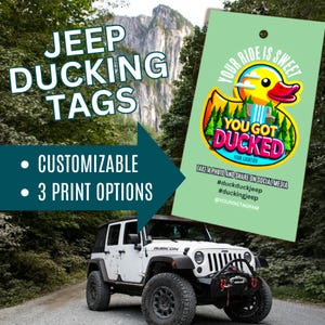 Customizable Printable You Got Ducked Tags - Labels for Jeep Ducking - Printable Editable Canva Template -  INSTANT DOWNLOAD - [WATERFALL]