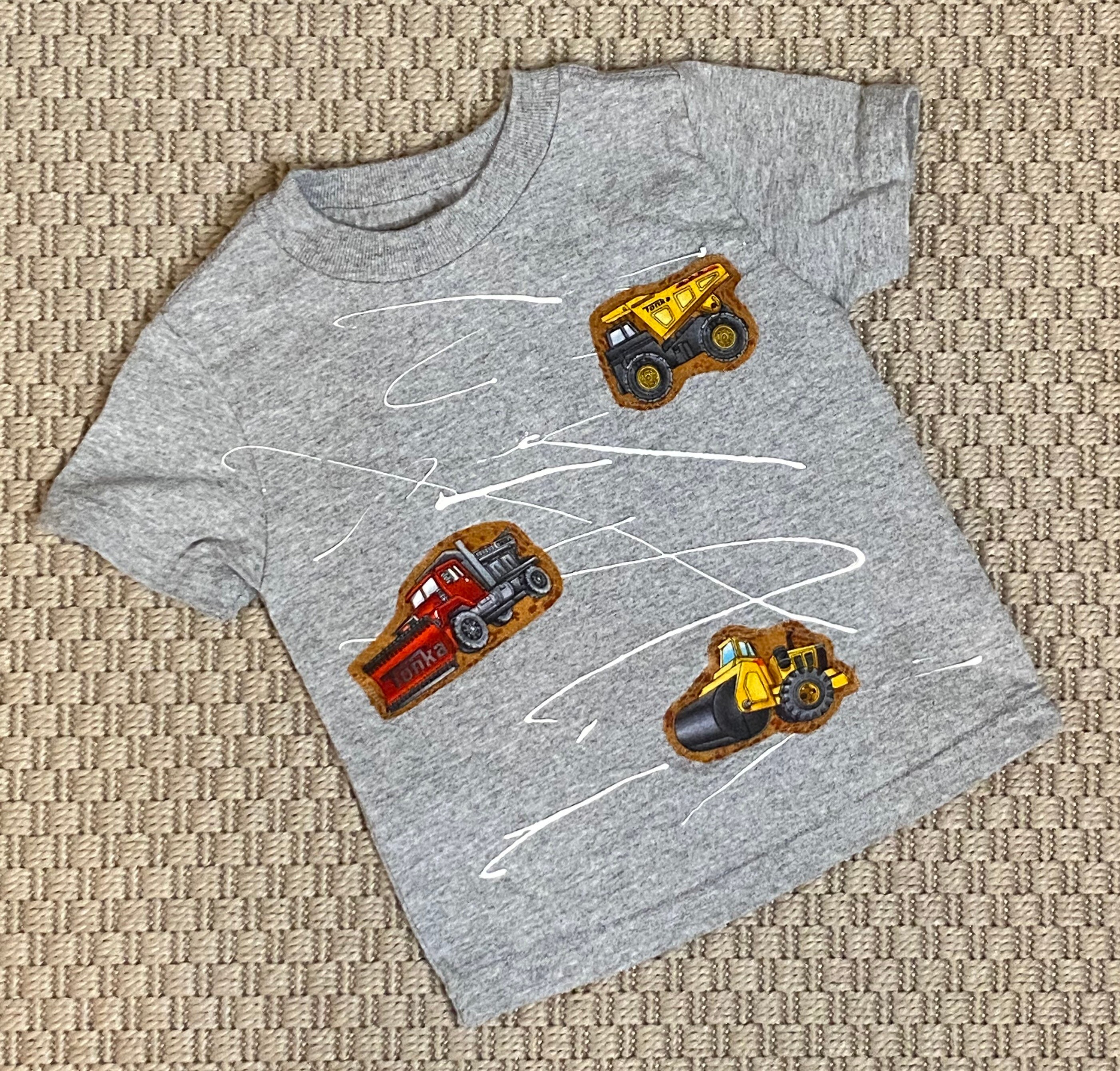 Baby Boy Grey Trucks TShirt Top Boys Truck Tee Boys Etsy