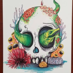 Skull with eel