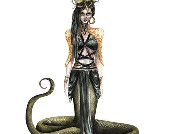 Naga, Nagini, Demon, Serpent, Snake - Art Print