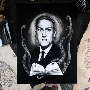 Portrait of H. P. Lovecraft - Macabre Literary Print