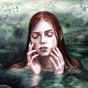 Mermaid - Ethereal Dark Fantasy Watercolor Print