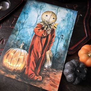 Süßes, Saures, Kürbis, Halloween – Postkarte