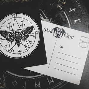 Death’s-head Hawkmoth Postcard – Gothic Insect Art, Witch Familiar Illustration