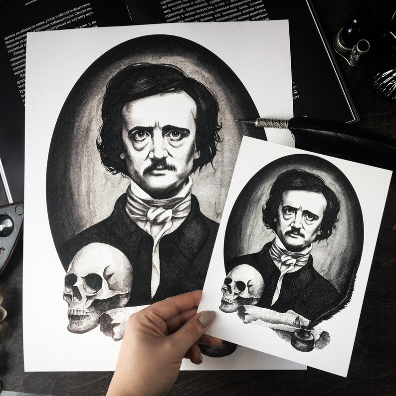 Portrait of Edgar Allan Poe - Gothic Horror Print - Etsy