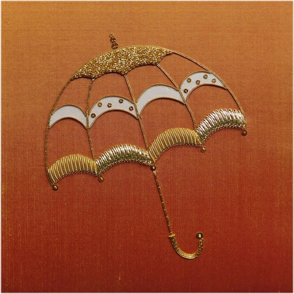 Goldwork embroidery Come Shine - a parasol sampler
