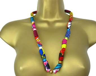 African Print Necklace & Bracelet  African Wax Fabric Necklace, Ethnic Jewellery, African Fabric Necklace, African Statement Jewelry, Tribal