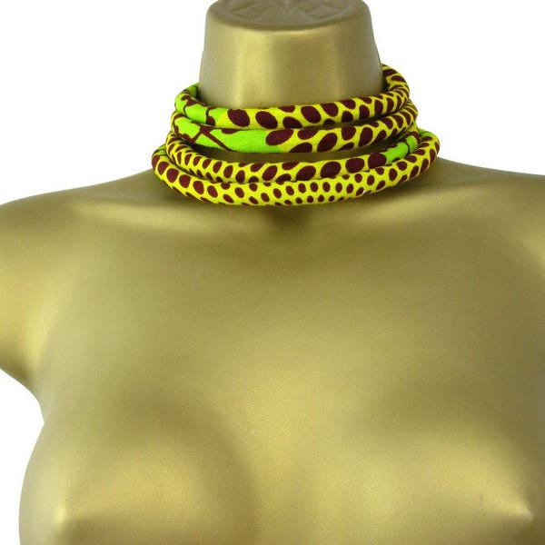 African Wax Print Multi Strand Choker Necklace, Fabric, Ethnic Jewellery, Statement Jewelry Tribal