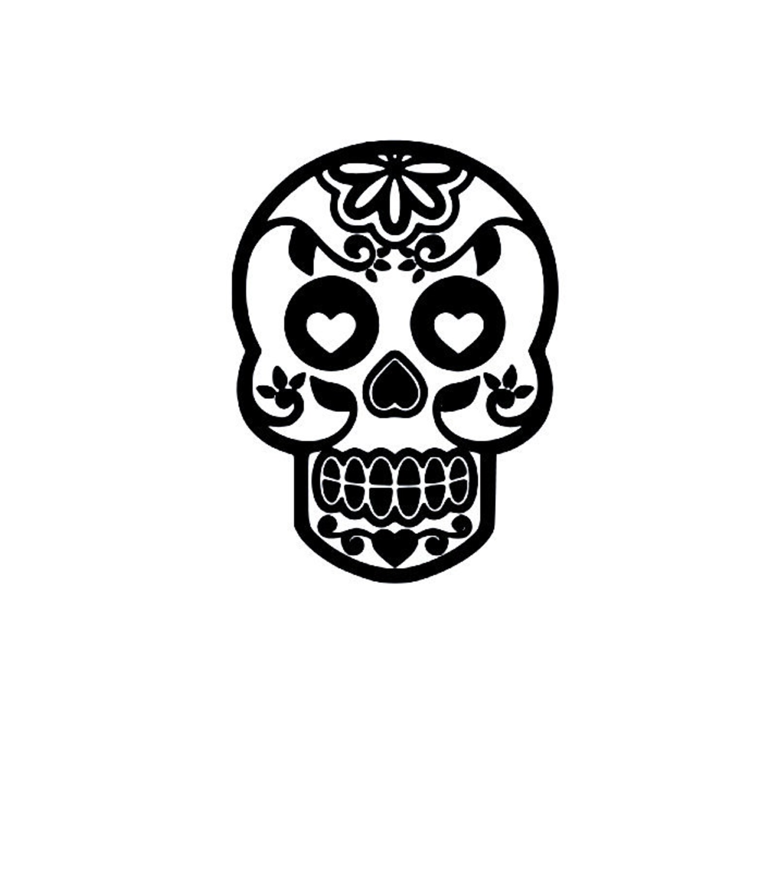 Sugar Skull with hearts vinyl sticker decal Etsy