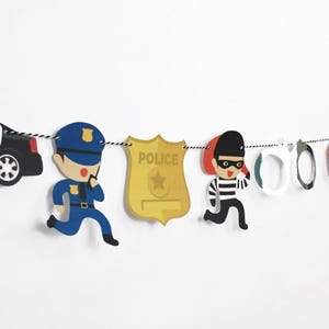 Cops and Robbers - Garland | Birthday Decorations | Boys Room Wall Decor | Photo Prop | Police, Jail, Handcuff, Officer, Badge