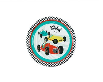 Vintage Race Car - Paper Plates, 12 ct | Paper Plates for Race Car Party for Kids | Race Car Tableware | Vehicle, race car, theme