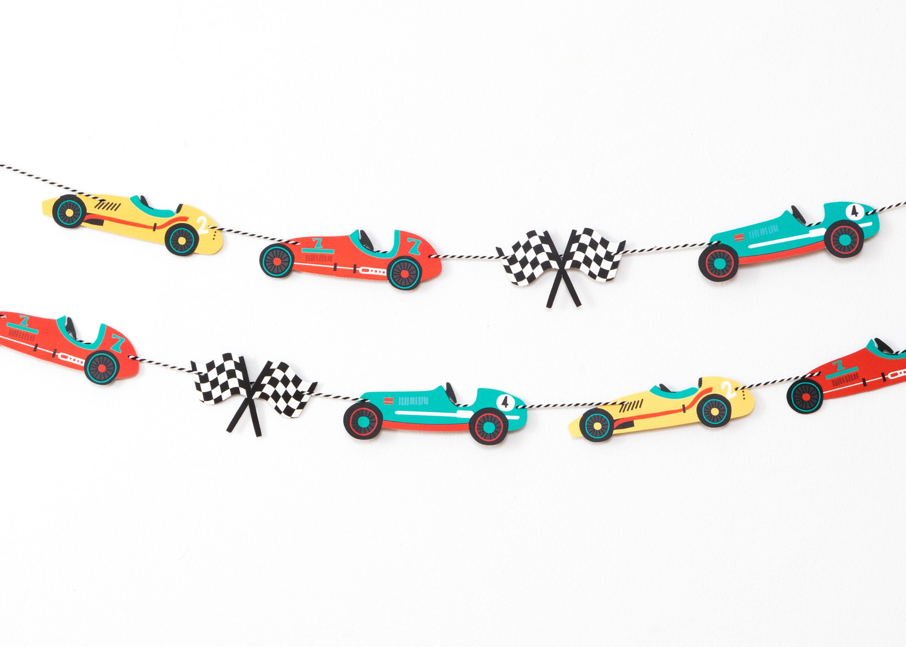 Vintage Race Car- Garland | Birthday, Baby Shower, Decorations | Nurs…