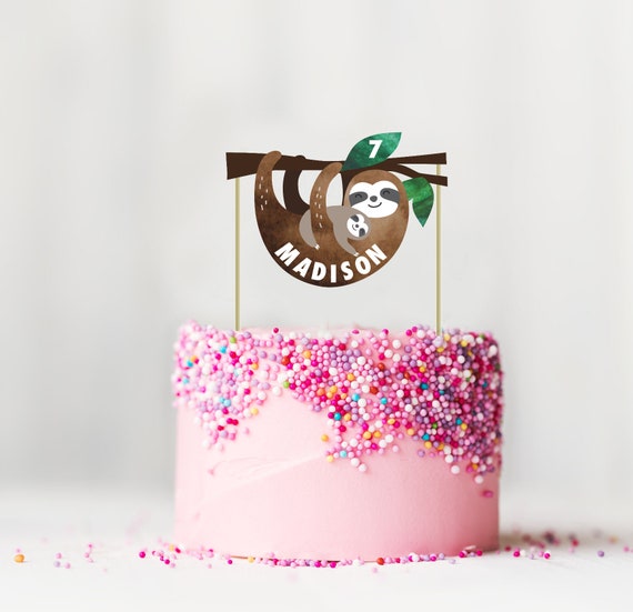 Sloth Party Custom Name Cake Topper Sloth Party - Etsy Australia