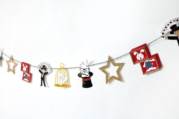 Set of 30 Magician Bunny Thank You Sticker Labels Boy Girl Magic Show Birthday Baby Shower
