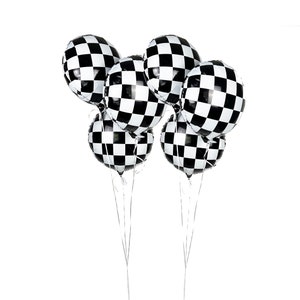 Vintage Race Car Checkered Foil Balloons, 6 ct | Race Car Party Decorations | Party Balloons