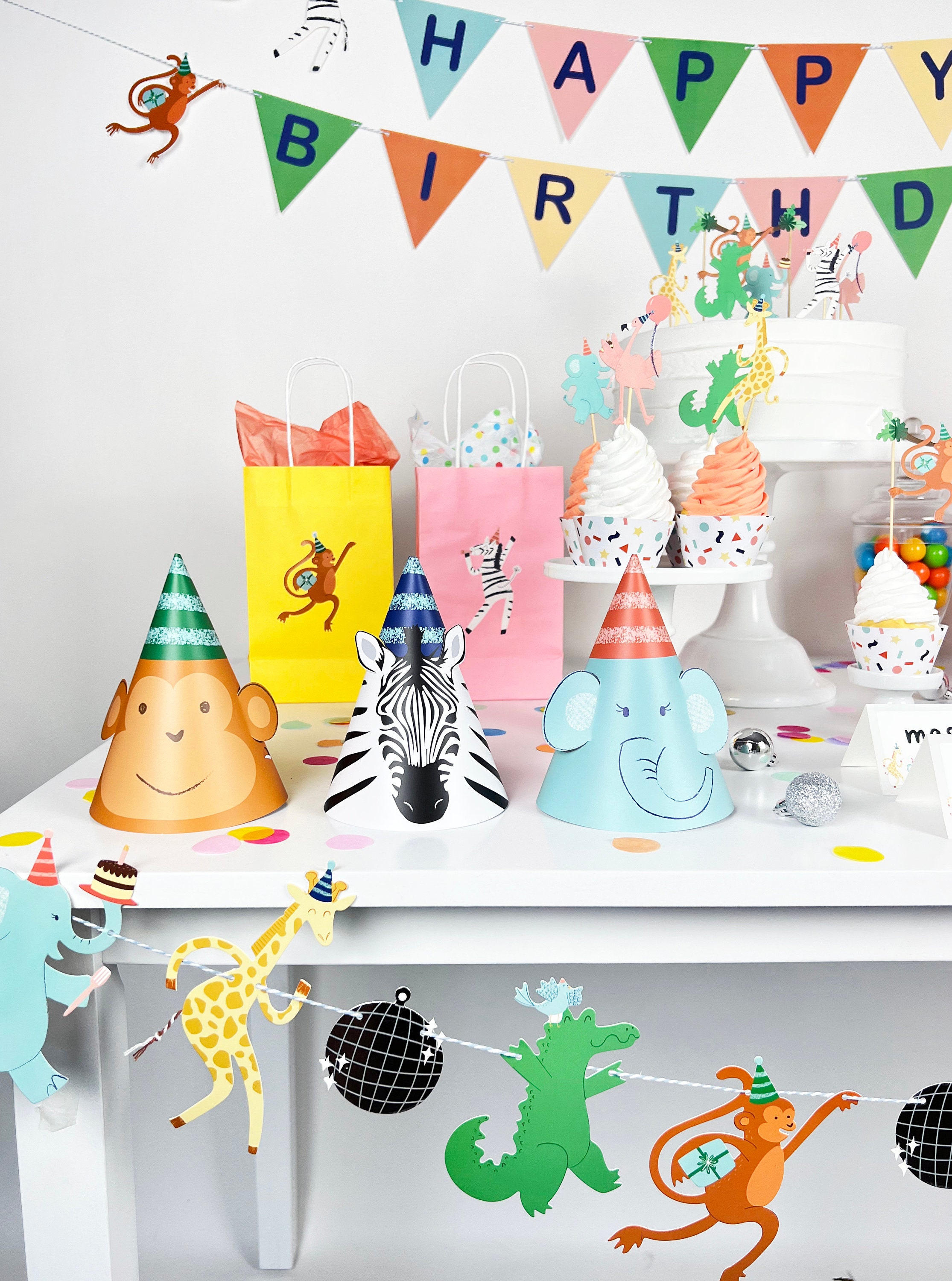 Party Animals Party Hats 12 Ct Animal Themed Party Hats Etsy