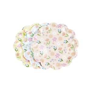 Spring Party Plates, 12 ct | Floral Paper Plates | Easter Party Tableware | Pastel Flower Paper Plates