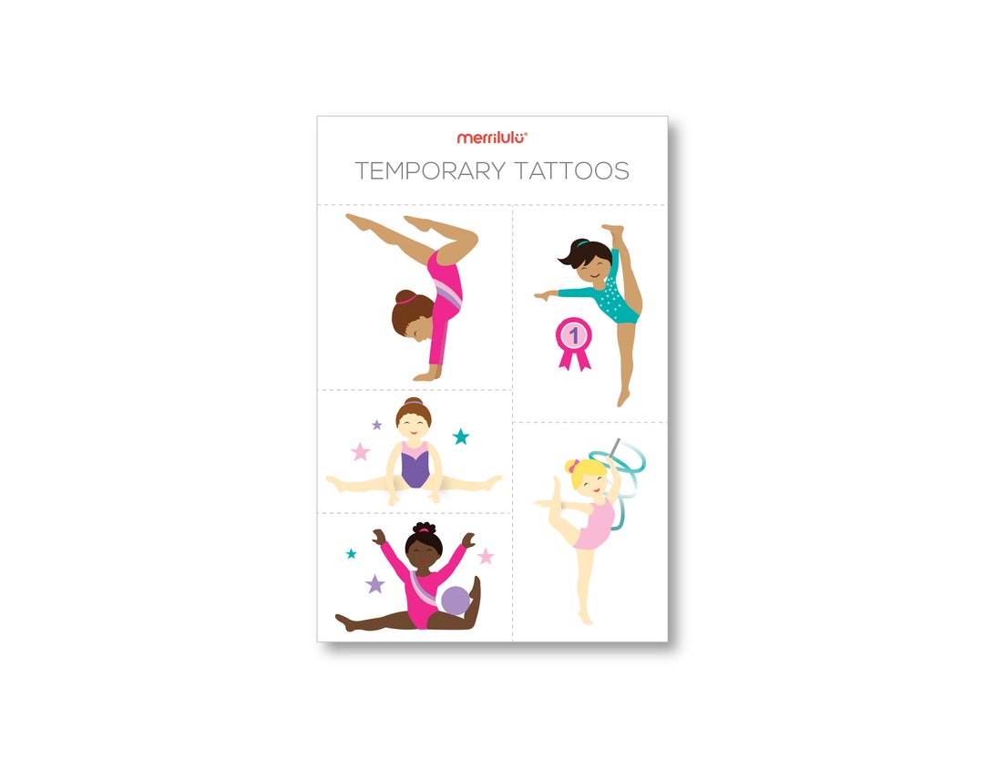 Gymnastics Tattoos, 2 Sheets Gymnastics Themed Temporary Tattoos
