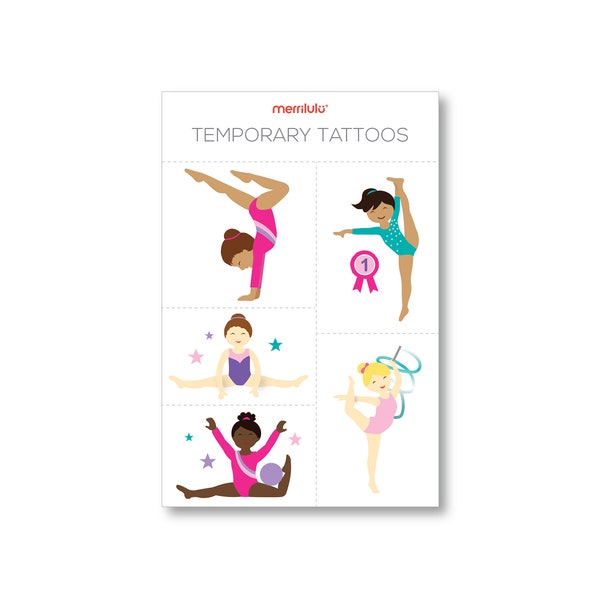 Gymnastics - Tattoos, 2 sheets | Gymnastics Themed Temporary Tattoos | Gymnastics Party Favor