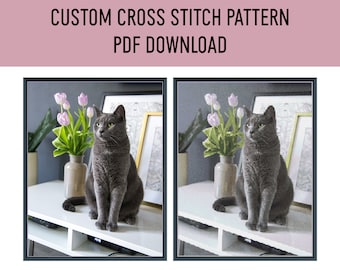 Personalized Photo Cross Stitch Pattern, Custom DIY Portrait (PDF Pattern)