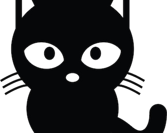 Black Cat Clipart, Funny Kitten Vector Graphics (SVG, PNG, Dxf)
