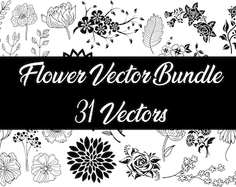 31 Piece Flower Vector Bundle SVG PNG Clipart