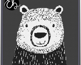 Digital Doodle Bear Cross Stitch PDF Pattern Instant Download Birthday Gift Hobby Chart