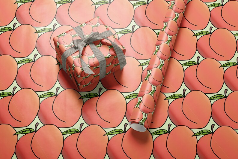 Peach Emoji Wrapping Paper Sheet Peach Emoji Gift Wrap Peach Etsy