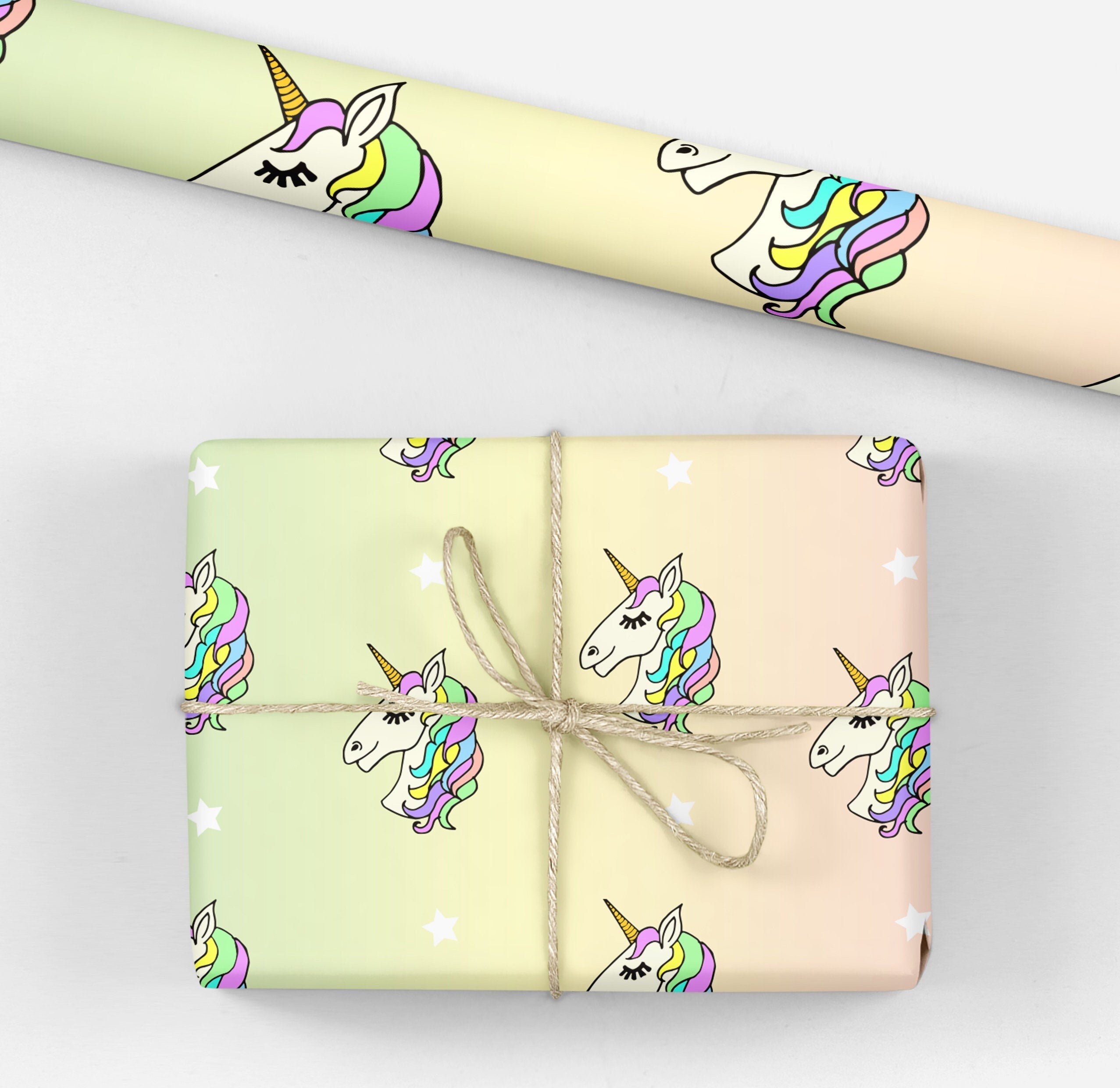 Unicorn Wrapping Paper Sheet Rainbow Unicorn Gift Wrap | Etsy