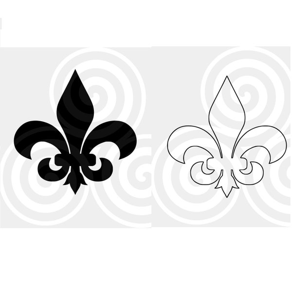 Fleur de lys, fleur de lis, Two version, V1 V2 clipart, Sizable, Vector, PDF, SVG, eps, png, dxf, jpg, Cricut, etc. download