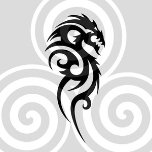 Dragon Tribal, Sizable, Vector, PDF, SVG, PNG, Silhouette, Vinyl cutter, Cricut, Cut ready, T-shirt, Poster, etc.