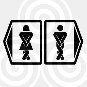 Toilet, Door Symbol, Pictogram, Sizable, Vector, PDF, SVG, PNG, Silhouette, Vinyl cutter, Cricut, Cut ready, T-shirt,  etc. download
